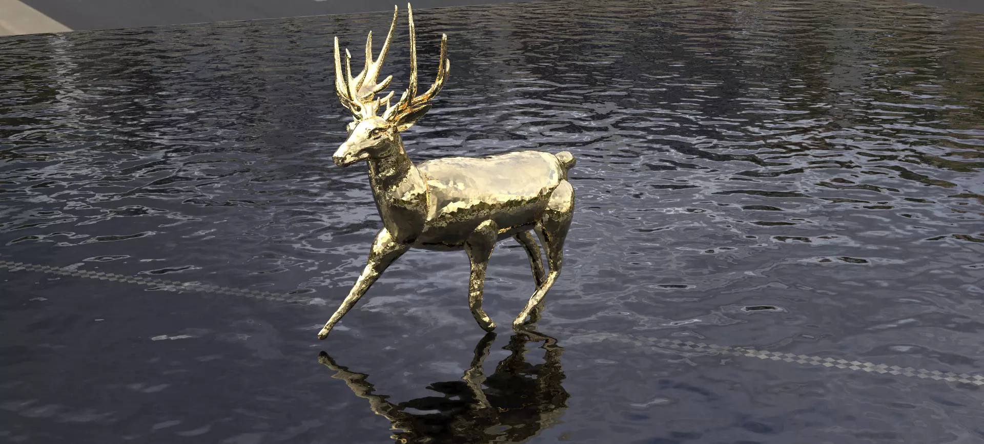 Reindeer statue 3D model_0