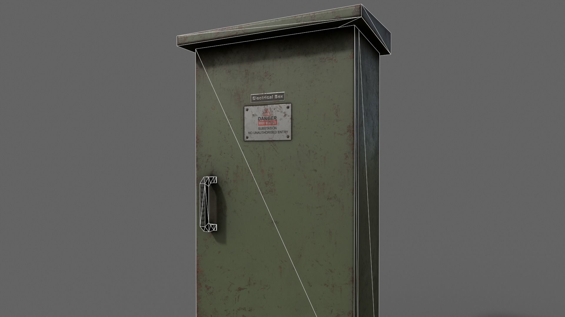 PBR Electric Box DarkGreen V5 Low-poly 3D model_17