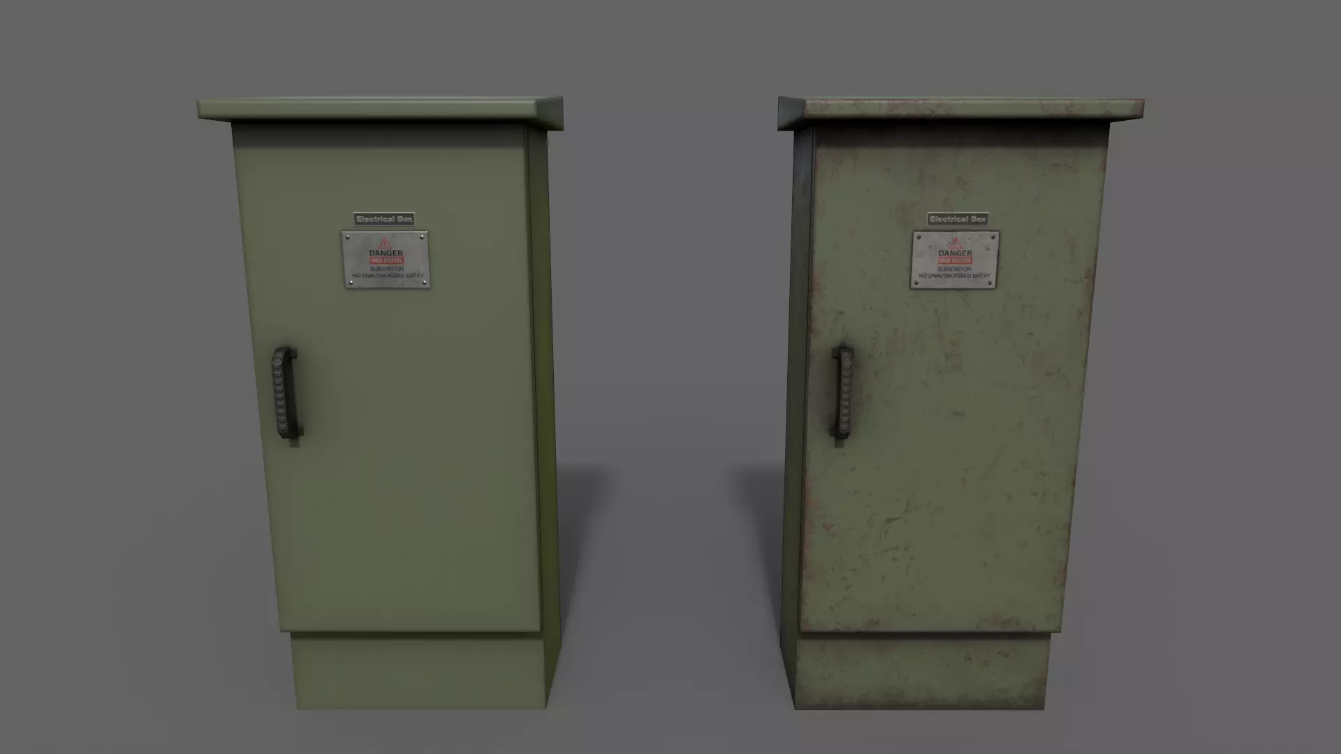 PBR Electric Box DarkGreen V5 Low-poly 3D model_0