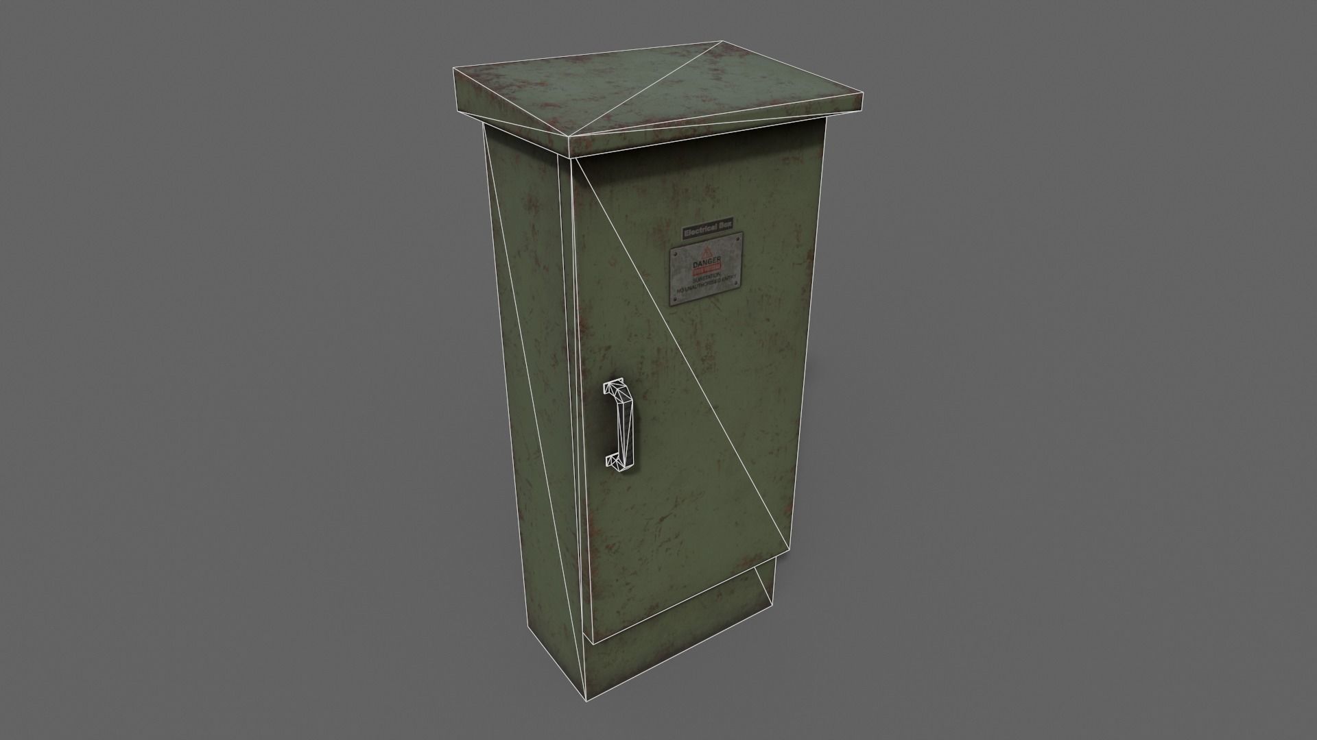 PBR Electric Box DarkGreen V5 Low-poly 3D model_16