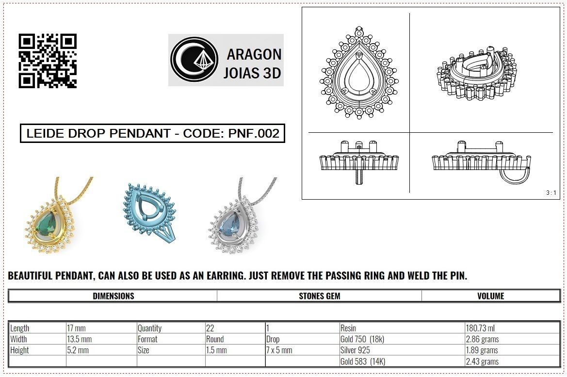 LEIDE DROP PENDANT 3D print model_9