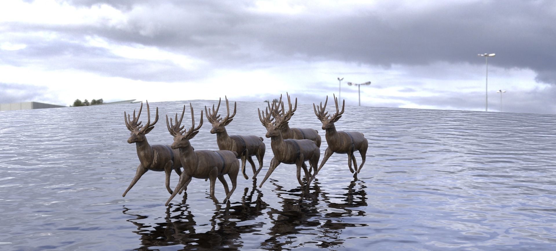 Reindeer statue 6 3D model_4
