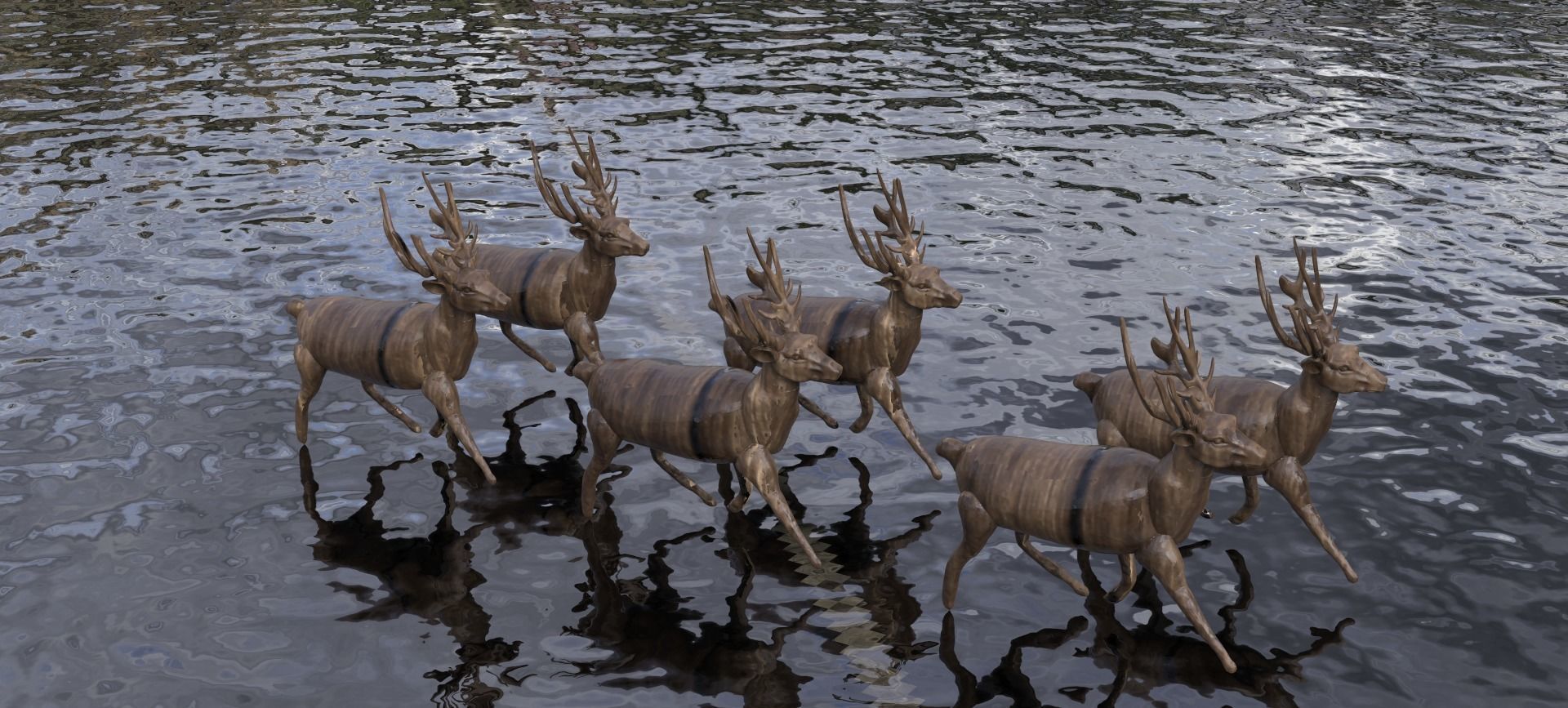 Reindeer statue 6 3D model_3