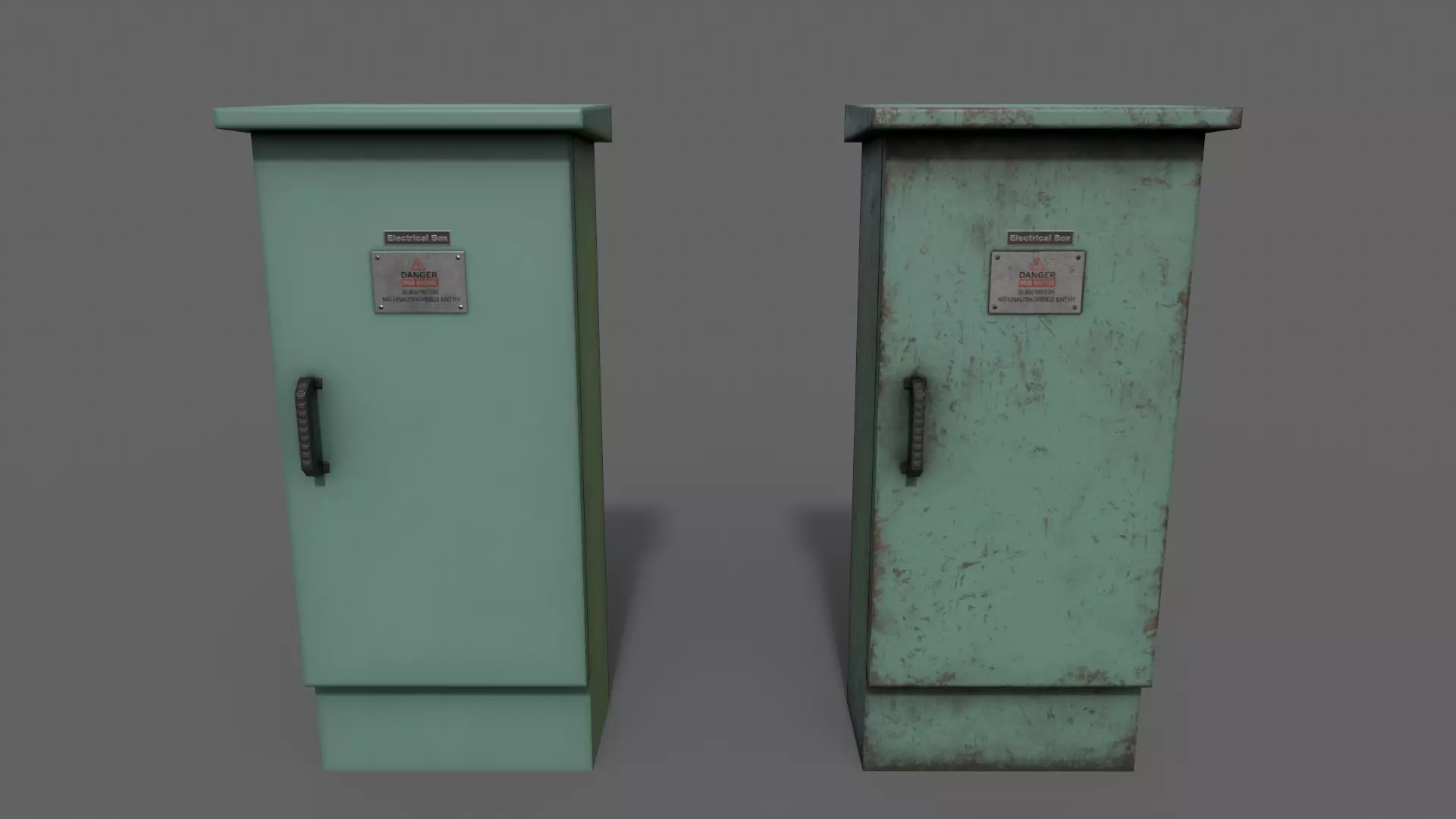 PBR Electric Box Green V5 Low-poly 3D model_0