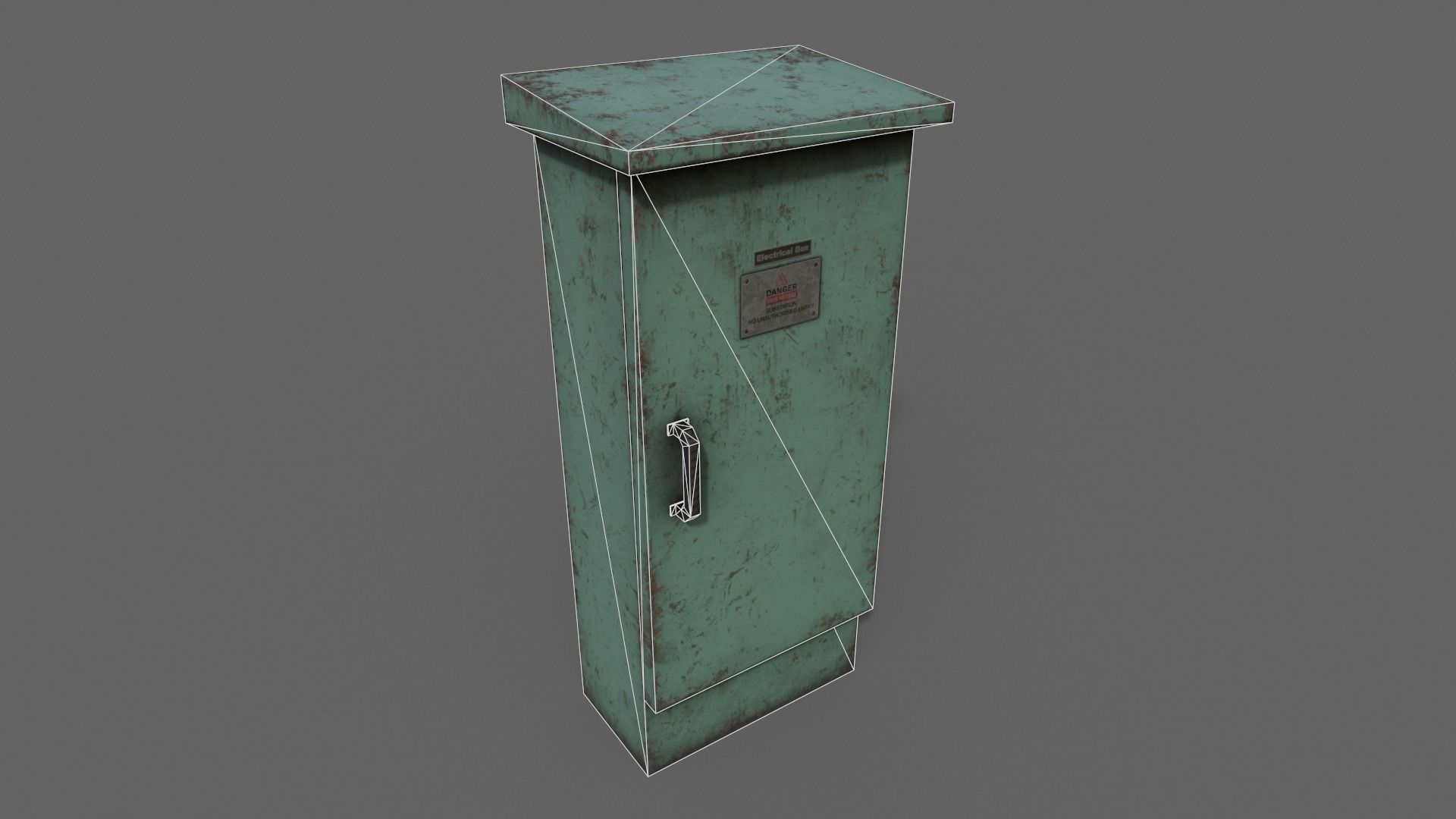 PBR Electric Box Green V5 Low-poly 3D model_16