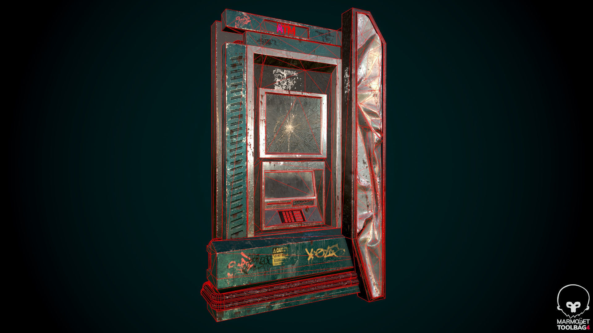 CyberPunk ATM Optimized FOr games  Low-poly 3D model_9