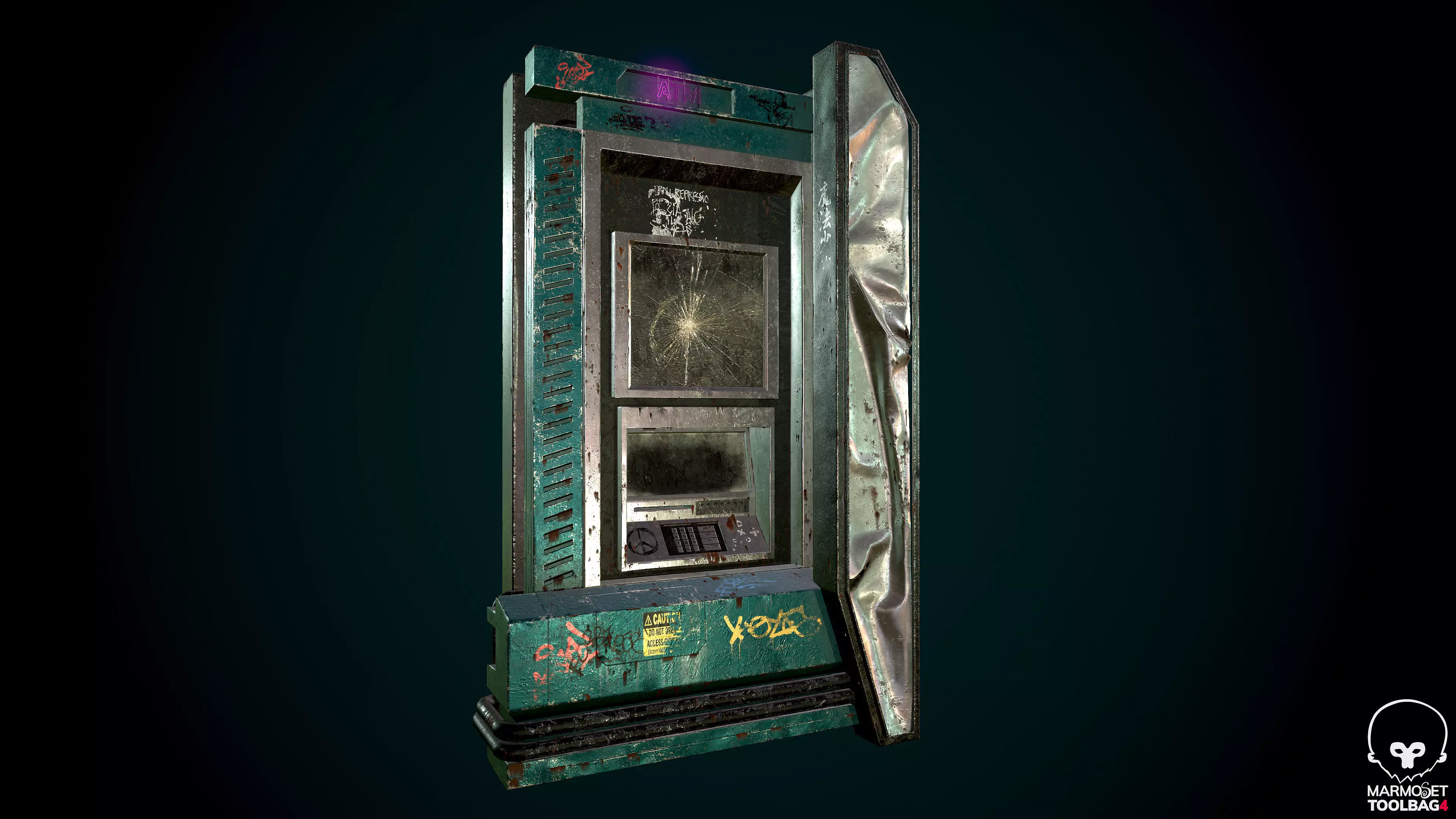 CyberPunk ATM Optimized FOr games  Low-poly 3D model_0