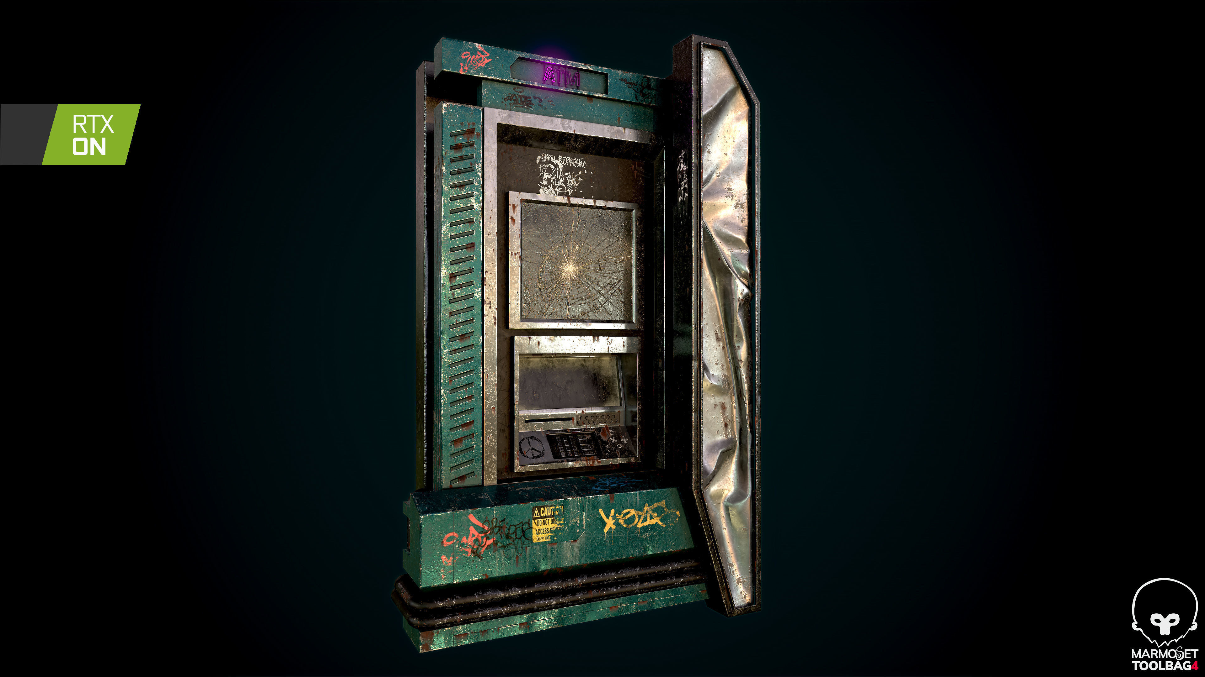 CyberPunk ATM Optimized FOr games  Low-poly 3D model_4