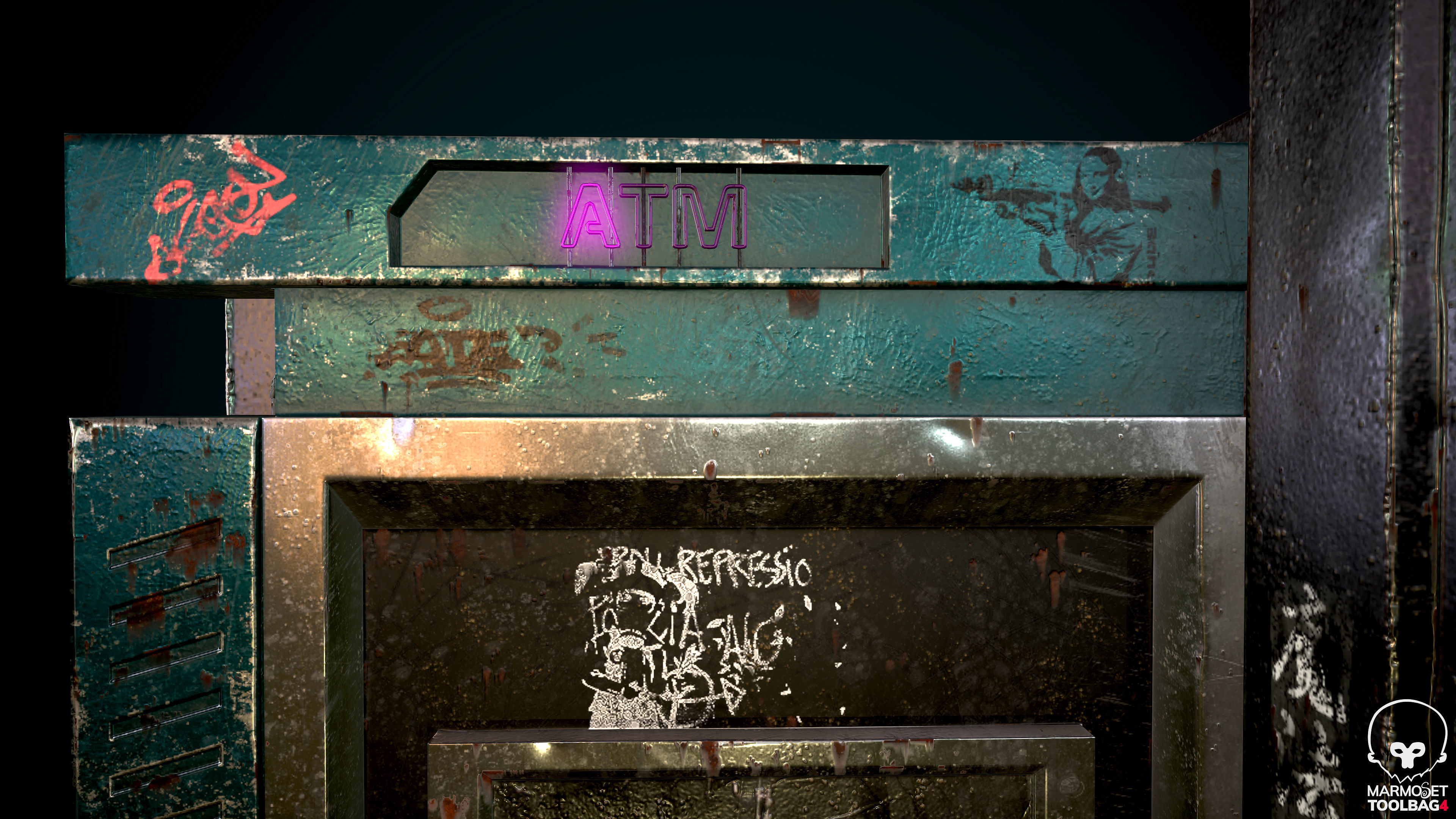 CyberPunk ATM Optimized FOr games  Low-poly 3D model_13