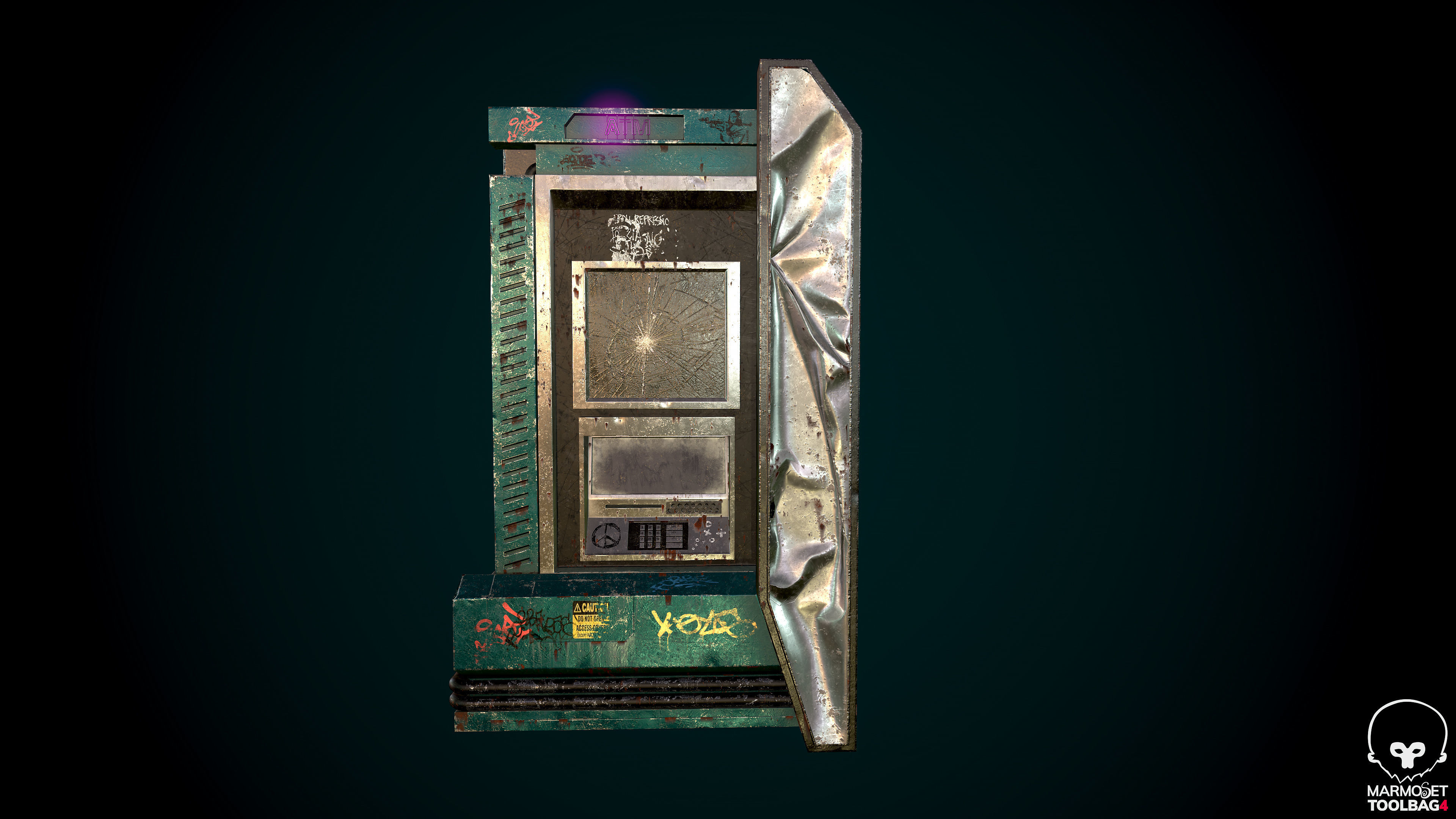 CyberPunk ATM Optimized FOr games  Low-poly 3D model_5