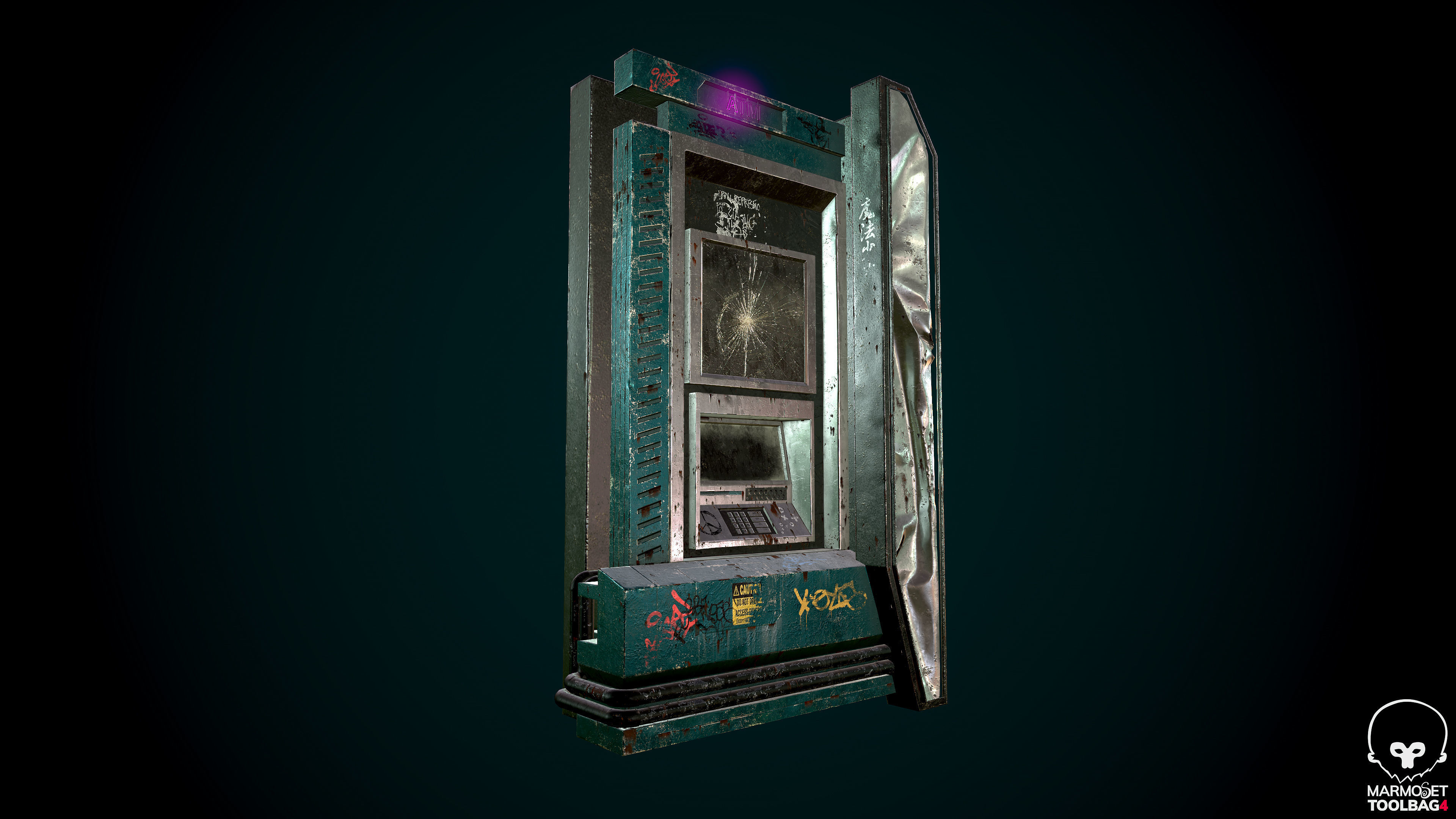 CyberPunk ATM Optimized FOr games  Low-poly 3D model_8