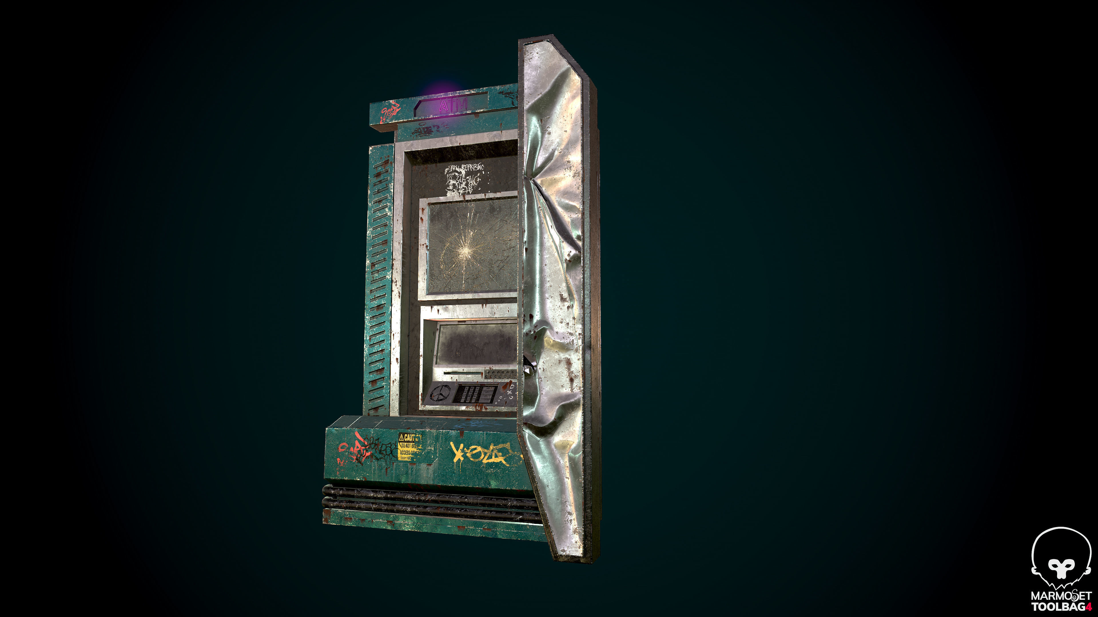 CyberPunk ATM Optimized FOr games  Low-poly 3D model_7