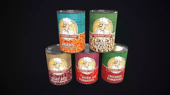 Different Canned food  Low-poly 3D model