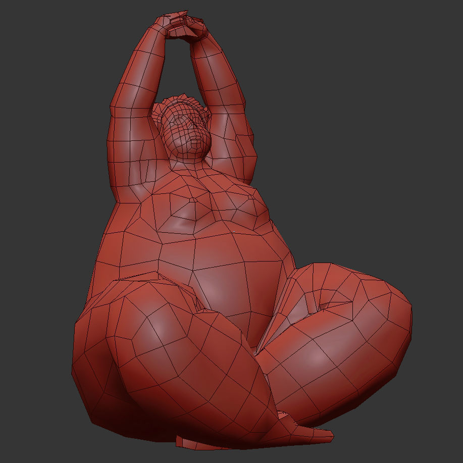 Fat Lady Yoga Low-poly 3D model_7