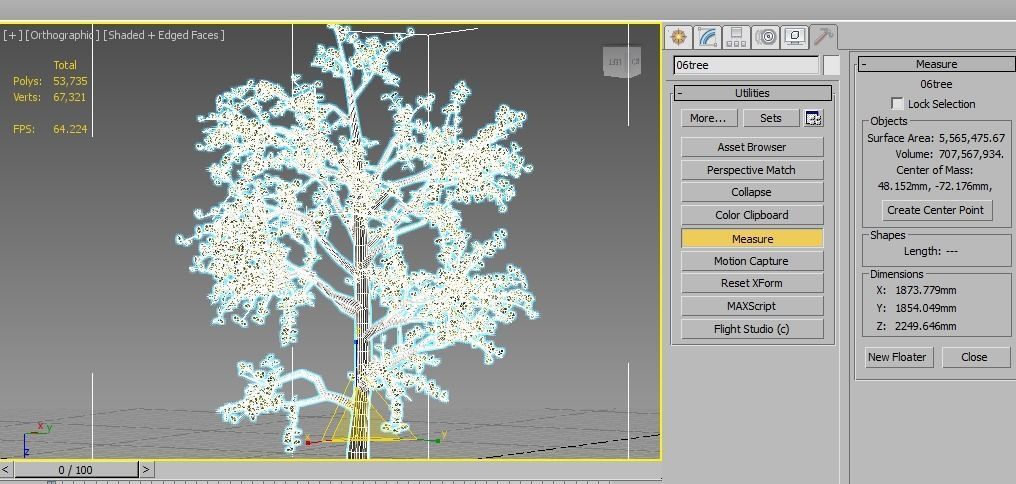 Pack of 5 trees separate model 3D model_16