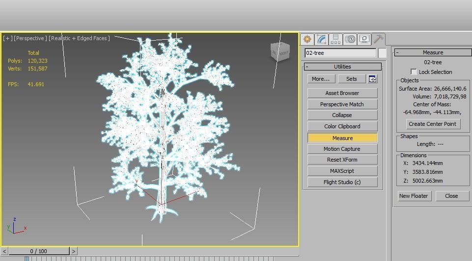 Pack of 5 trees separate model 3D model_11