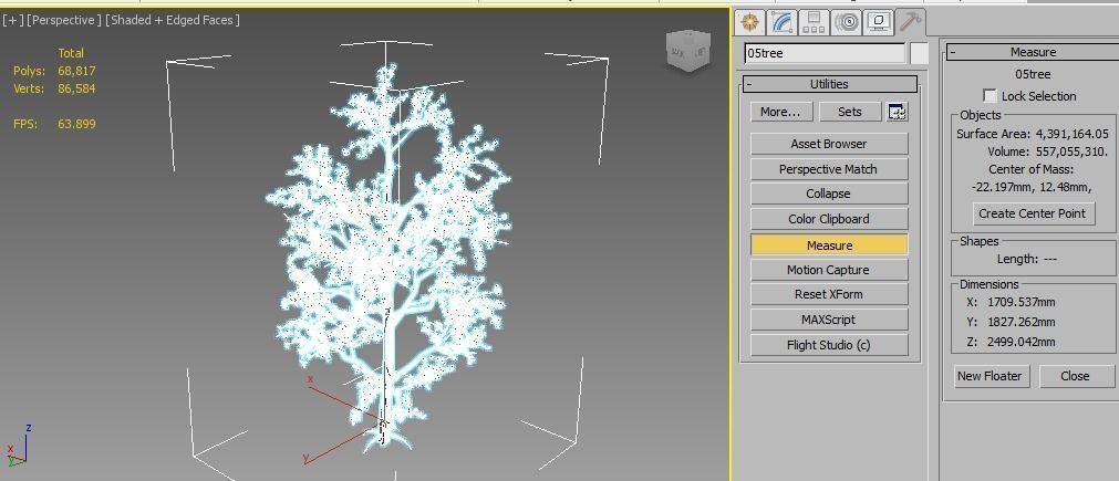 Pack of 5 trees separate model 3D model_13