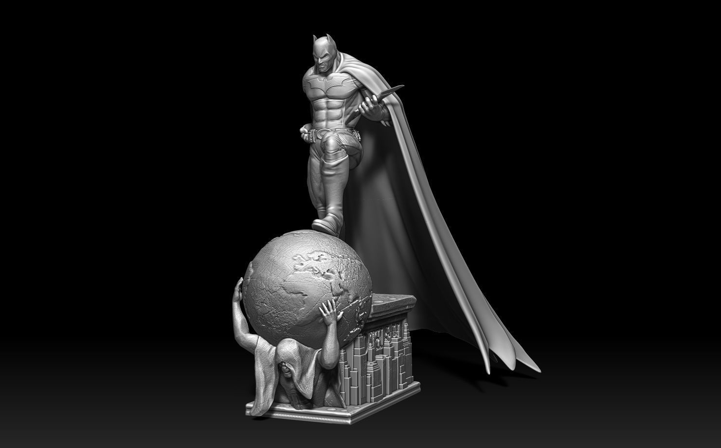 Batman Gotham statue 3D print model_8