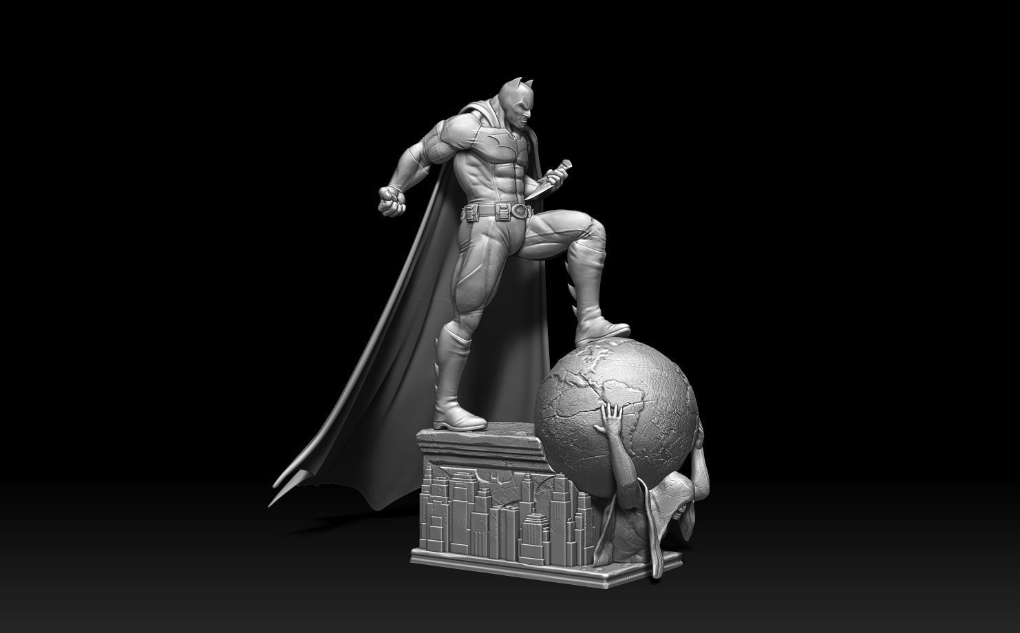 Batman Gotham statue 3D print model_6