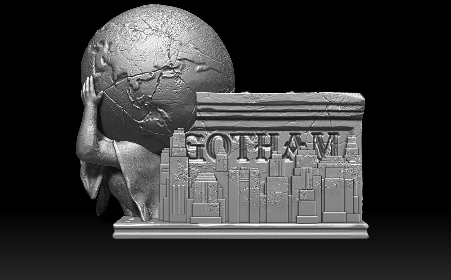 Batman Gotham statue 3D print model_3