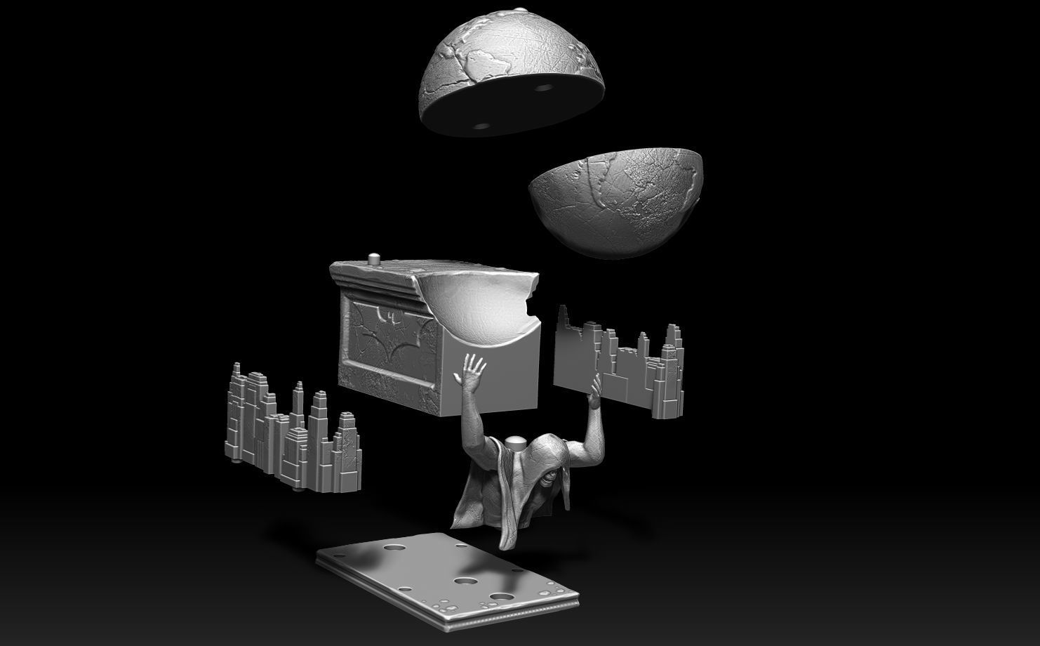 Batman Gotham statue 3D print model_9