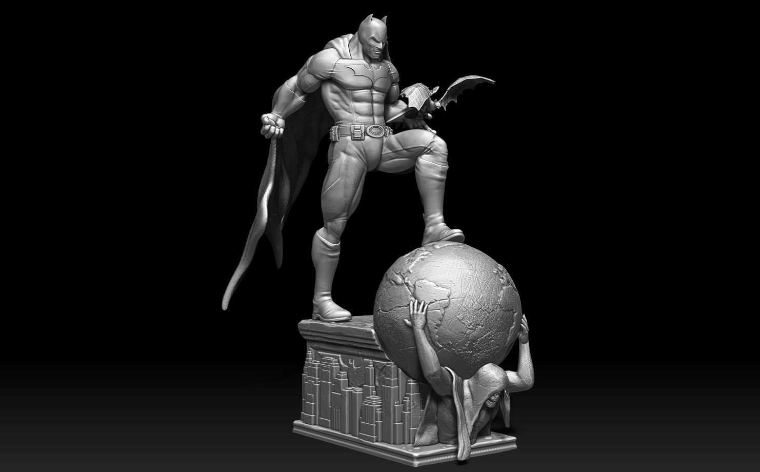 Batman Gotham statue 3D print model_11
