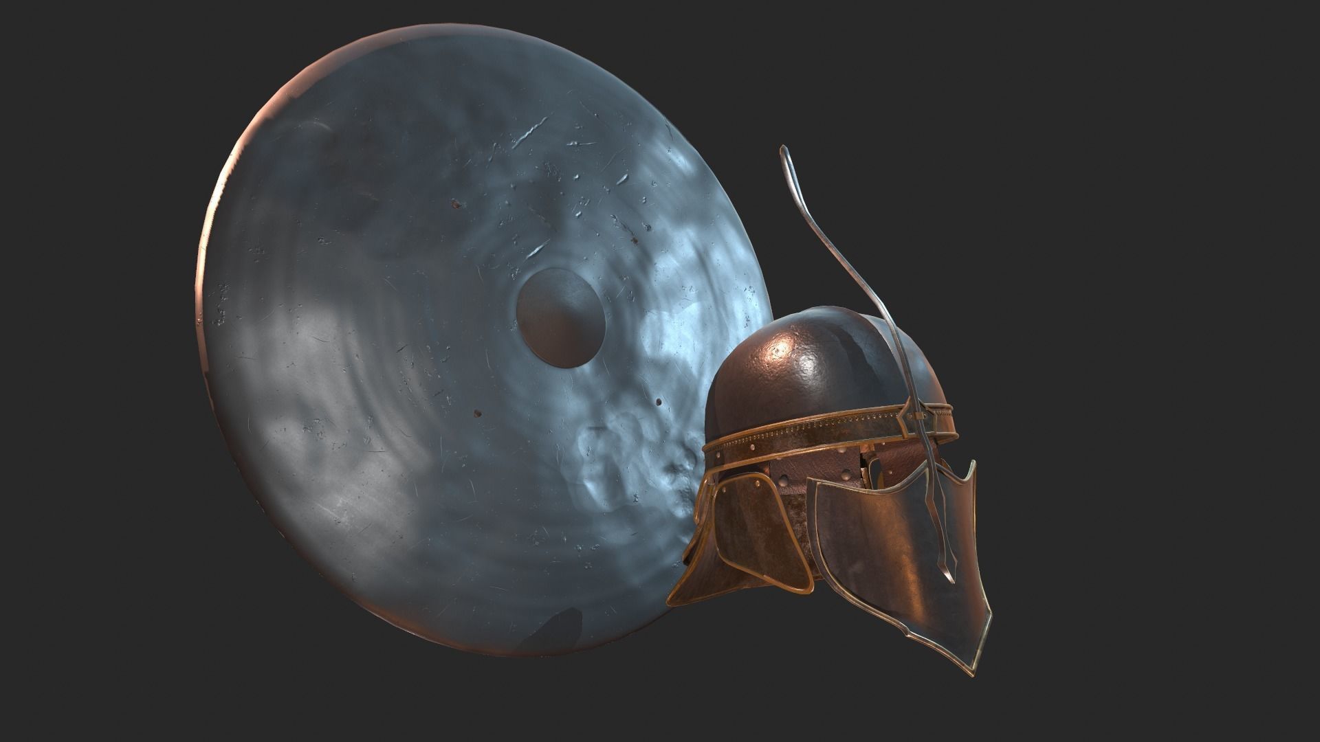 Unsullied helmet and shield Low-poly 3D model_7