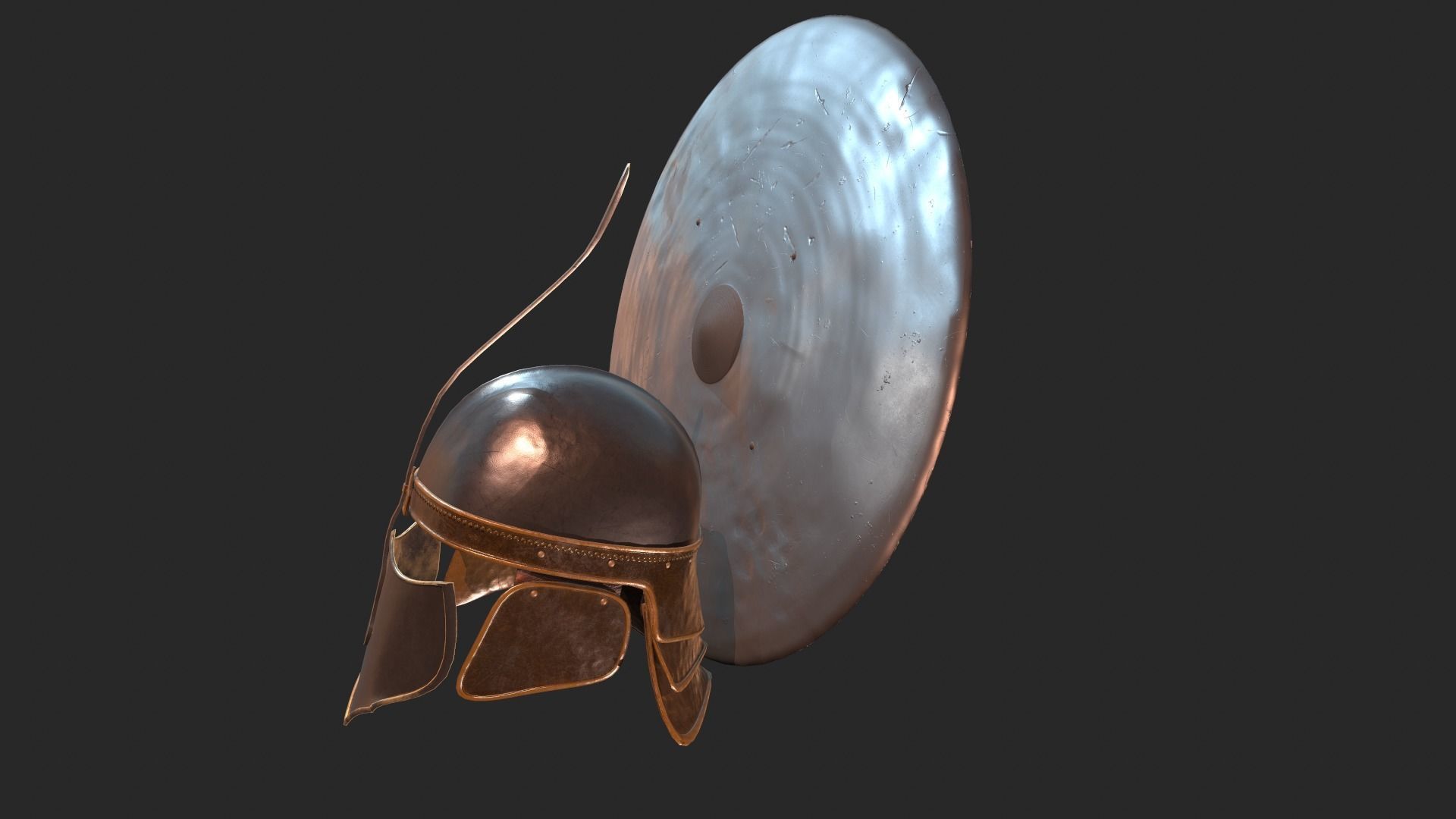 Unsullied helmet and shield Low-poly 3D model_2