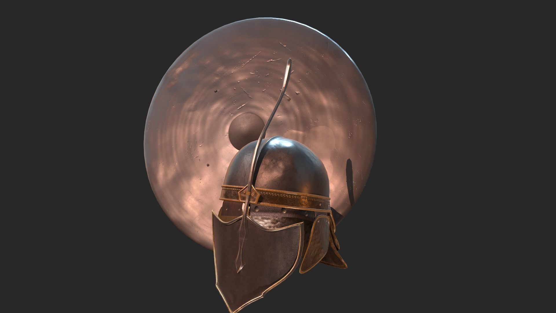 Unsullied helmet and shield Low-poly 3D model_3