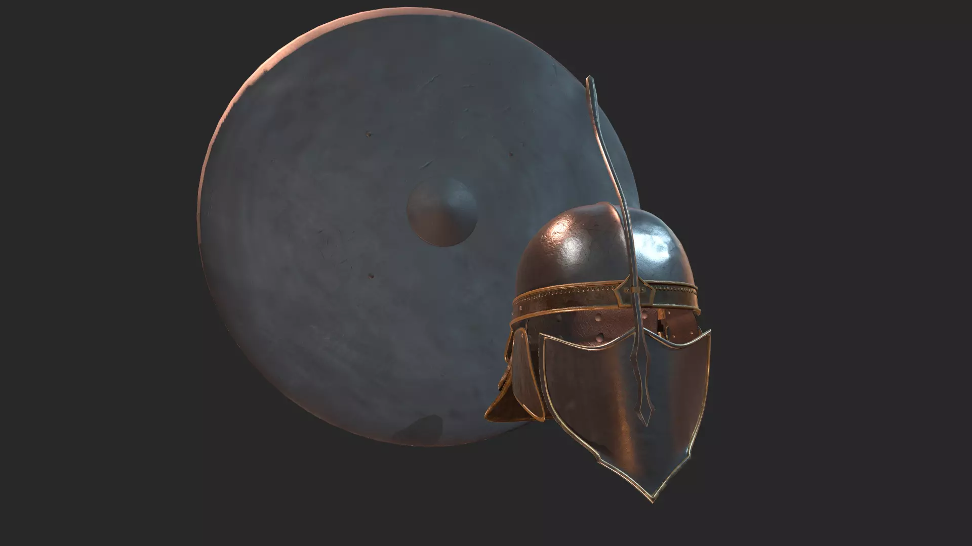 Unsullied helmet and shield Low-poly 3D model_0