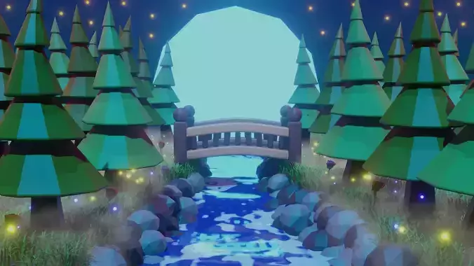Fantasy Forest Moonlight 3D model