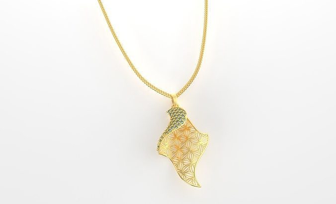 Gold Diamond Pendnat Set With Ring 3D print model