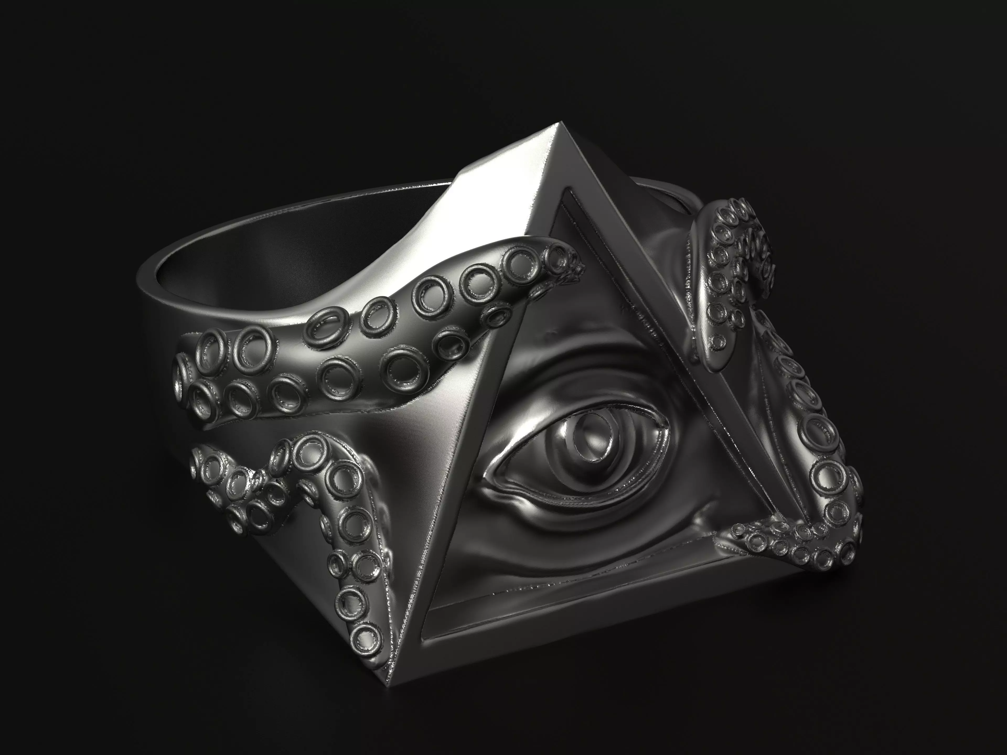 All Seeing Eye Triangle Ring 3D print model