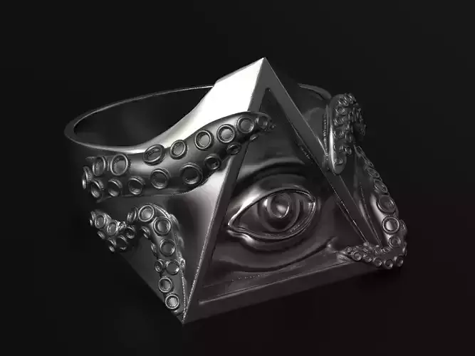 All Seeing Eye Triangle Ring