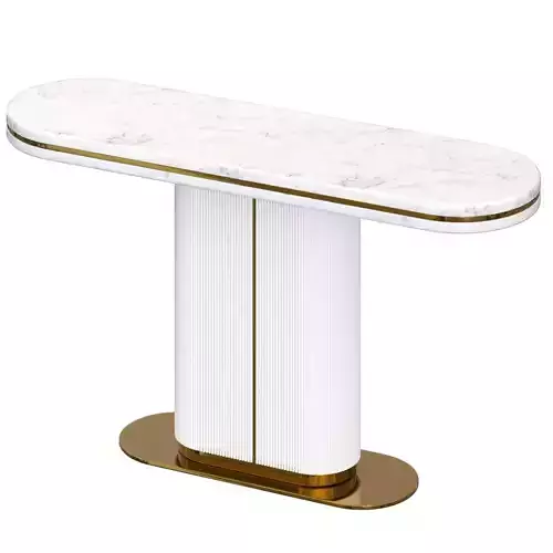 Modern White Narrow Console Table with Marble  3D model