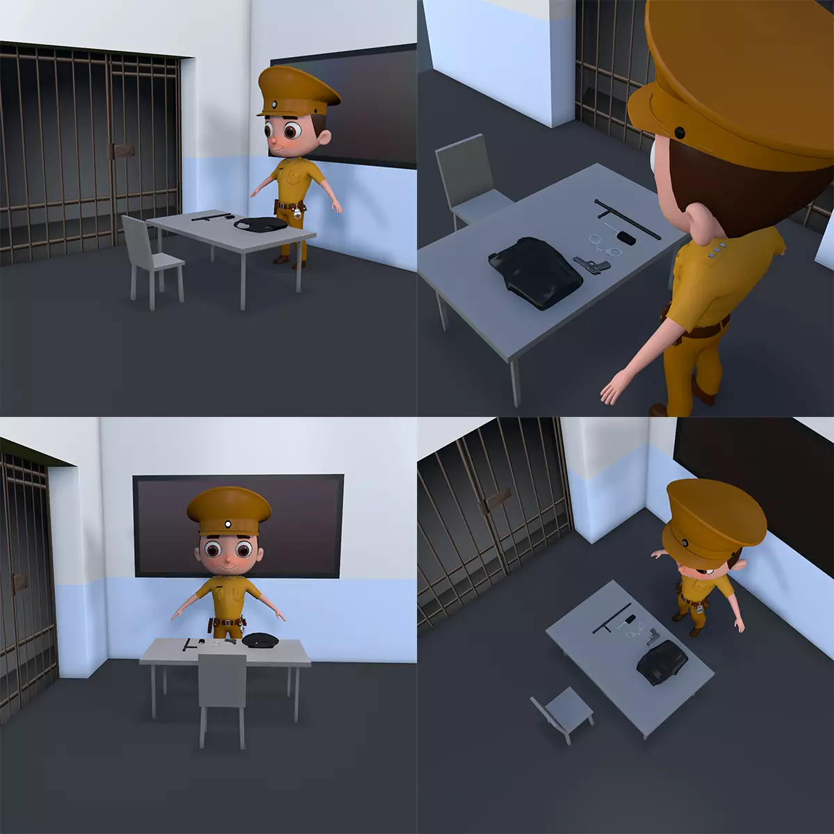 Low Poly PoliceCharacter police officer Low-poly 3D model_0