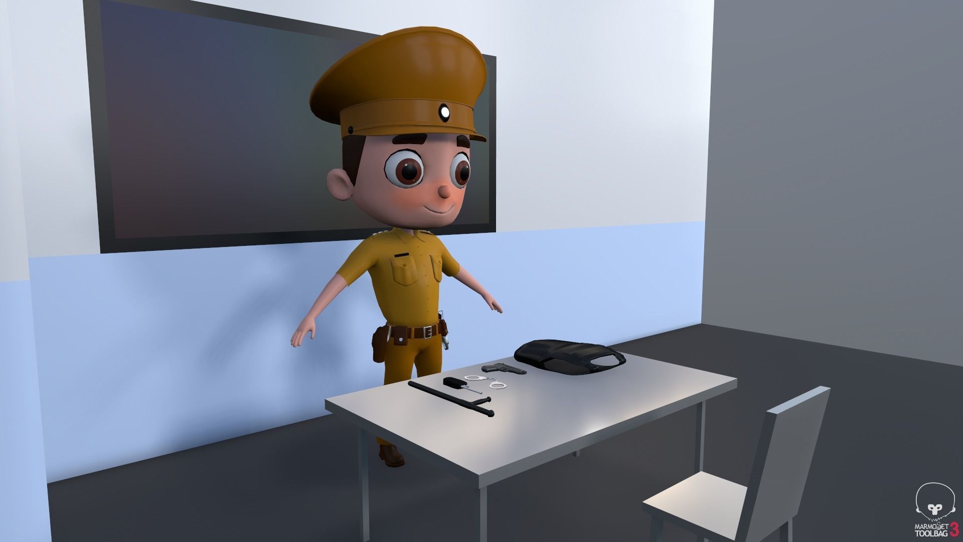 Low Poly PoliceCharacter police officer Low-poly 3D model_5