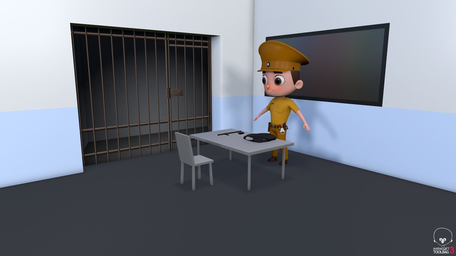 Low Poly PoliceCharacter police officer Low-poly 3D model_3