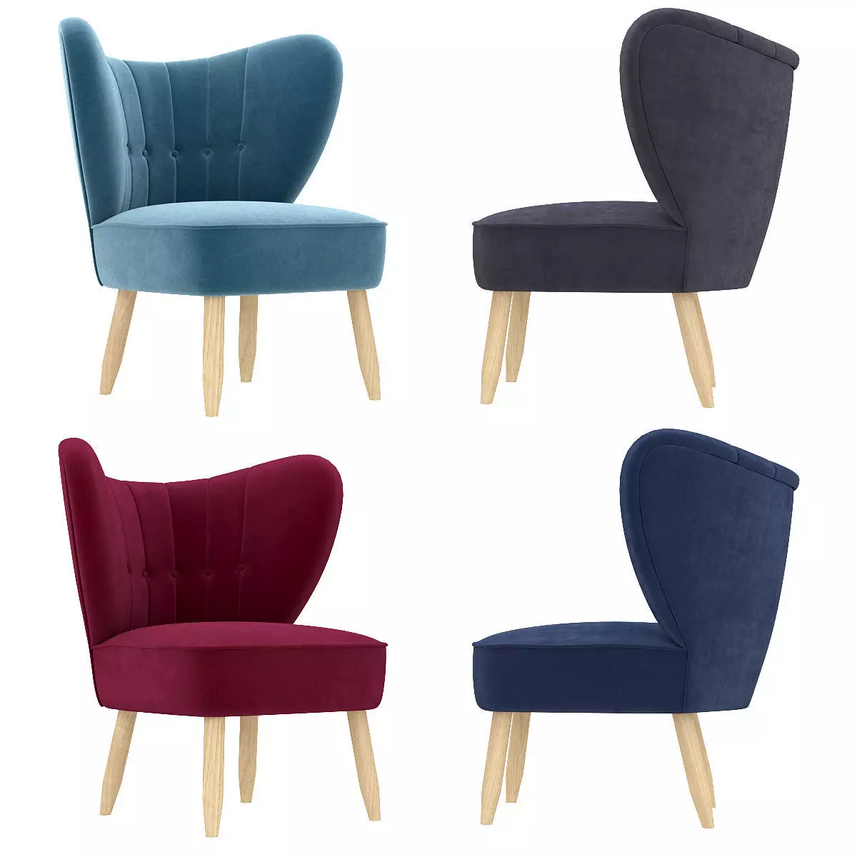 Fitz-Chair Wool Light Grey Dark Mobile 3d model Low-poly 3D model_0