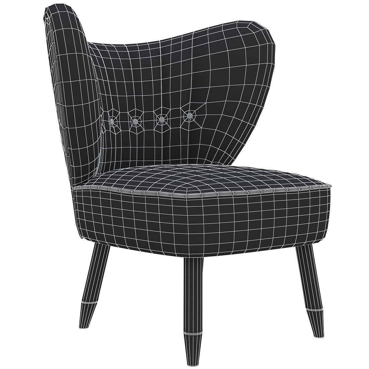 Fitz-Chair Wool Light Grey Dark Mobile 3d model Low-poly 3D model_3