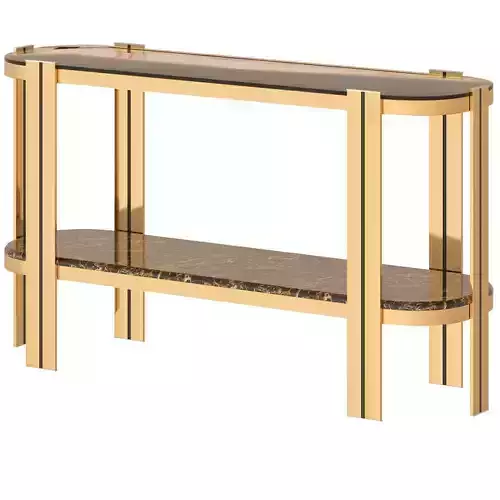 Oval Glass And Marble Console