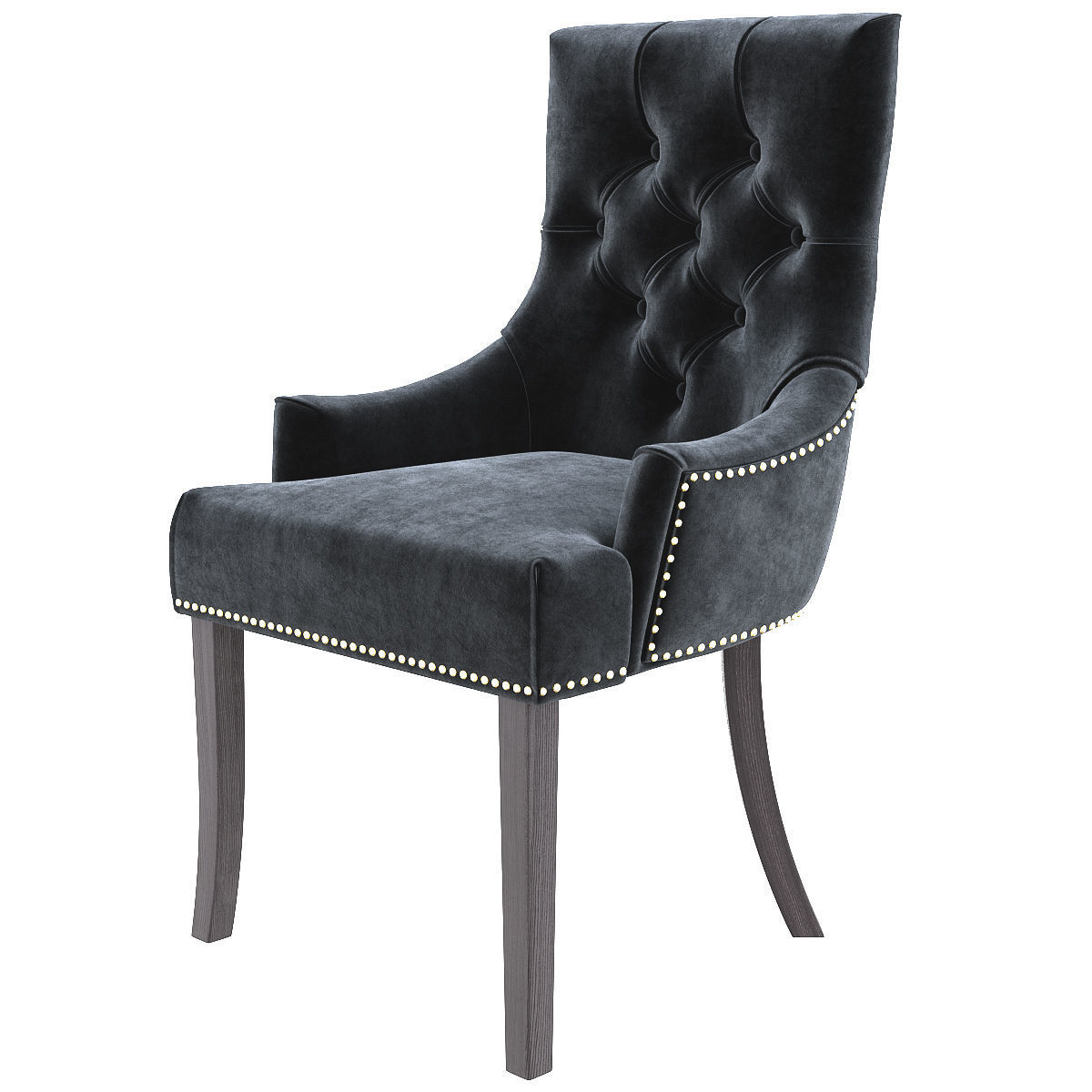 Hella Sort velour stol med sorte ben 3d model Low-poly 3D model_4