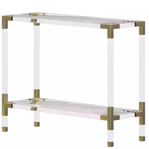 Narrow Console Table with Shelf Tempered Glass 3D model