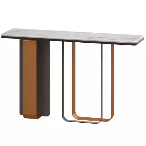 Narrow Console Table with Marble Table 3D model