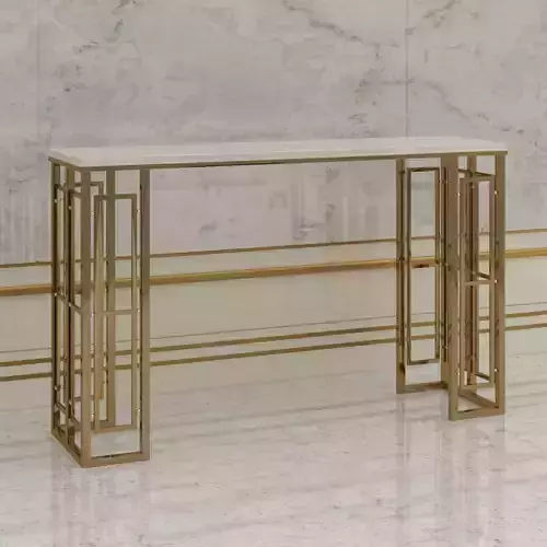 Modern Rectangular Console Table with Marble 3D model