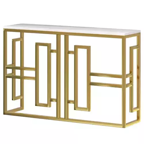 Modern White Console Table in Solid Wood  3D model