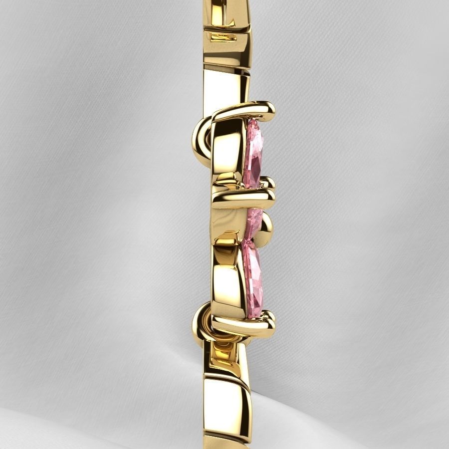 Sakura Flower Marquises Gold Bracelet or Necklace Links 3D print model_19