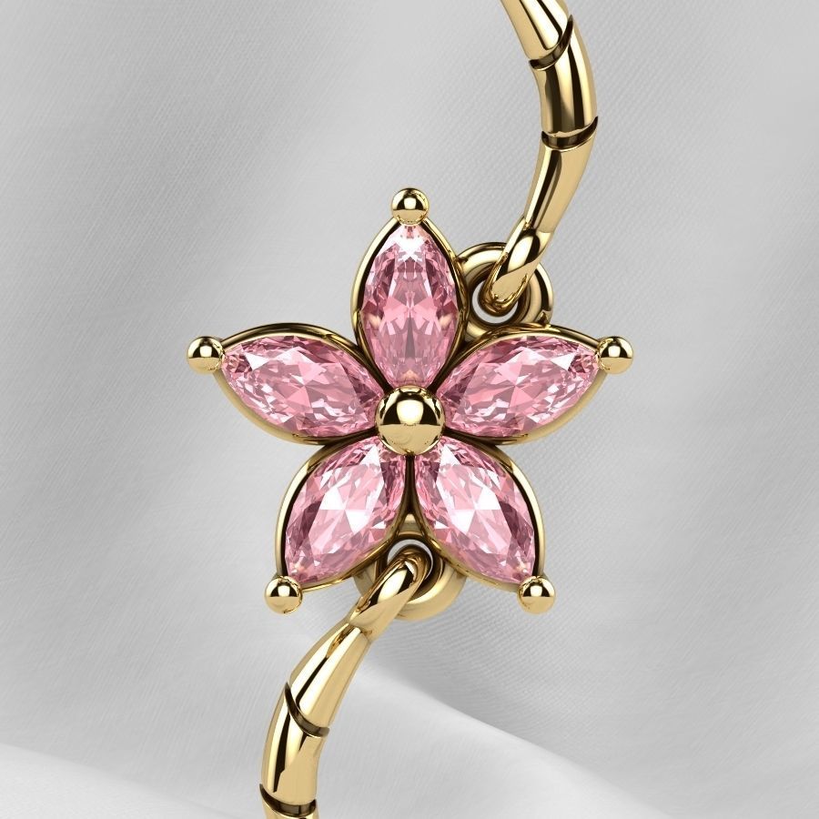 Sakura Flower Marquises Gold Bracelet or Necklace Links 3D print model_13