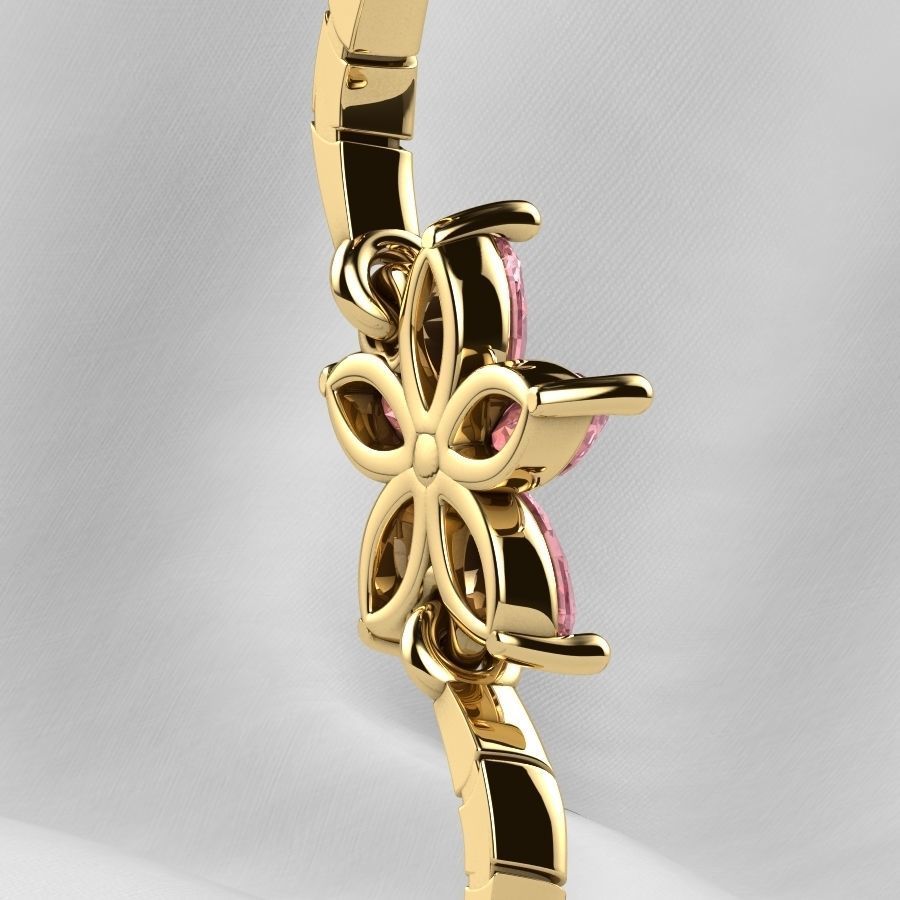 Sakura Flower Marquises Gold Bracelet or Necklace Links 3D print model_20