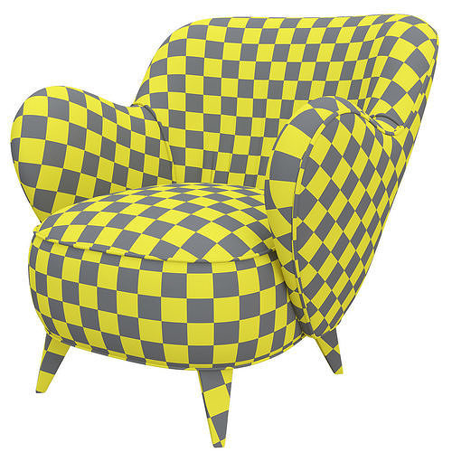 Pair of Vladimir Kagan Mid Century Barrel Chairs Designed  Low-poly 3D model 5